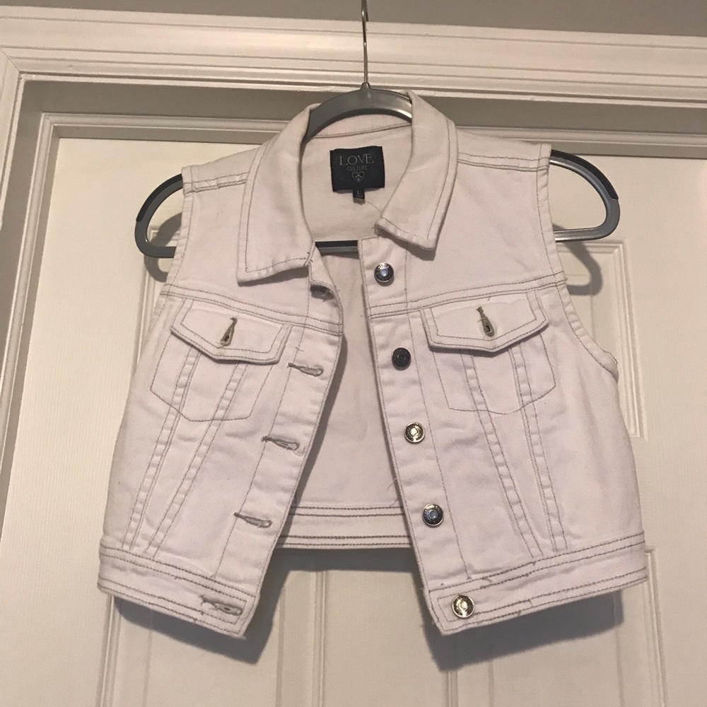Love culture white jean vest